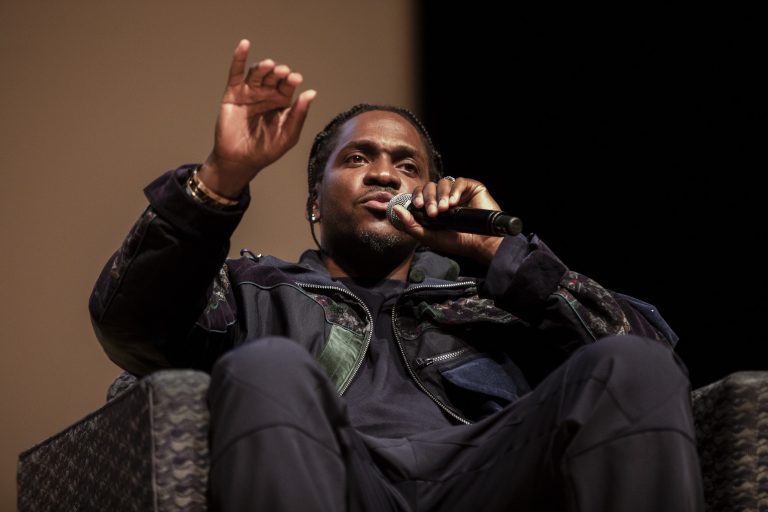 Hip-hop artist Pusha T speaks at Goldstein Auditorium on Nov. 1, 2019.