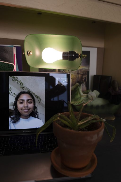 Megha Uddin poses for zoom portraits while discussing her time at Syracuse University.