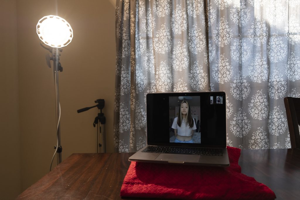Syracuse University film student Jennifer Kim poses for zoom portraits.