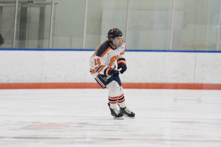 Anna Leschyshyn score three goals between two periods during a Syracuse 5-0 win over LIU on Feb. 20, 2021.