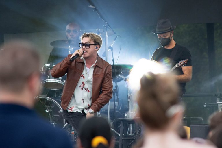 Jesse McCartney performed at the New York State Fair to a sea of fans, from young to old. He performed hit songs from the early 2000s such as "She's No You."