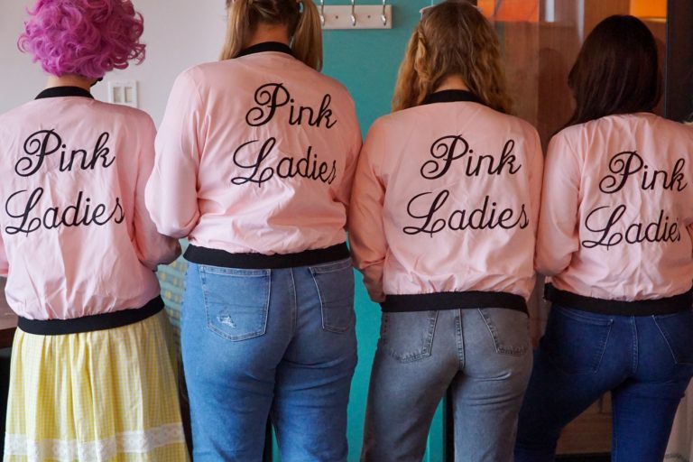 Actresses playing the Pink Ladies took the stage in FYP's "Grease" on Friday