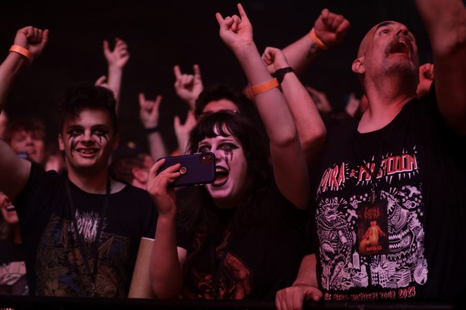 Fans cheer from the barricade during the Mega-Monsters Tour at Upstate Medical University Arena at the Oncenter War Memorial in Syracuse on Sunday, August 13, 2023.