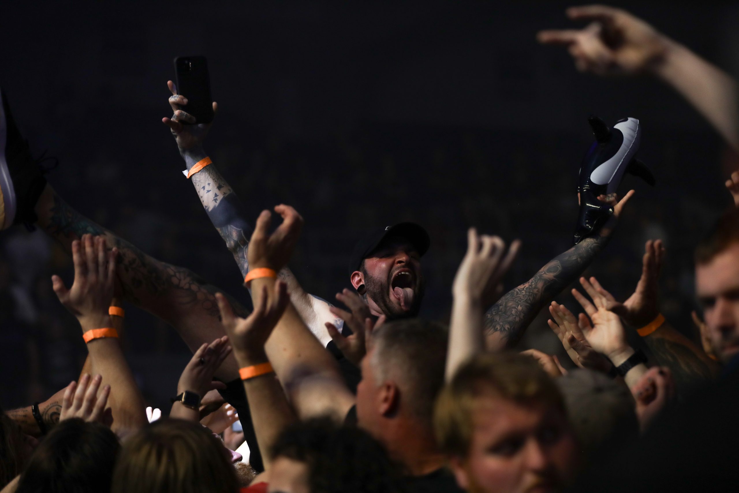 ans crowd surf during the Gojira set during the Mega-Monsters Tour at Upstate Medical University Arena at the Oncenter War Memorial in Syracuse on Sunday, August 13, 2023.
