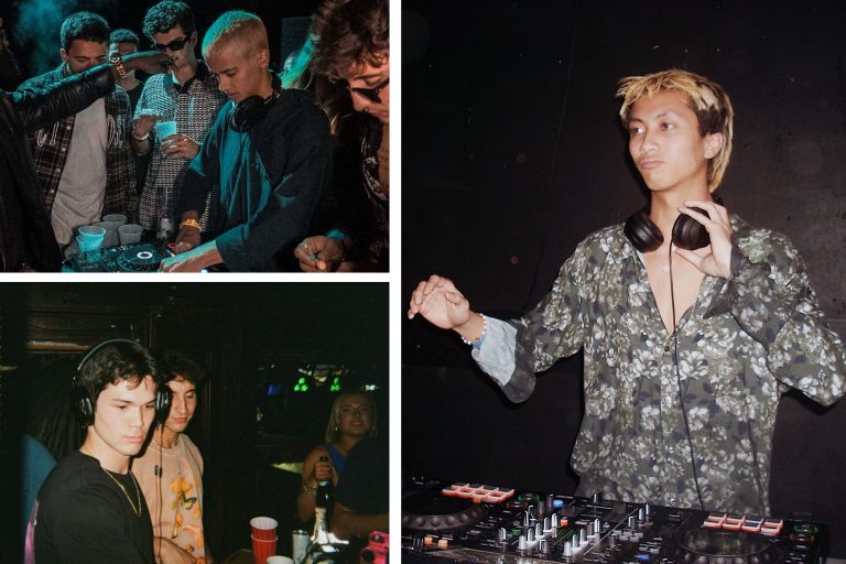 Eric Ticse, Pedro de Paulo and Mathieu Barthelemy DJing in a collage