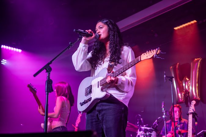 Bandier student and musician Padma performs for the event in Schine Underground on Thursday.