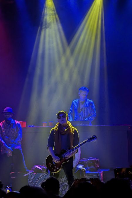 Thievery Corporation guitarist Rob Myers performing at the Westcott Theater on March 8, 2024
