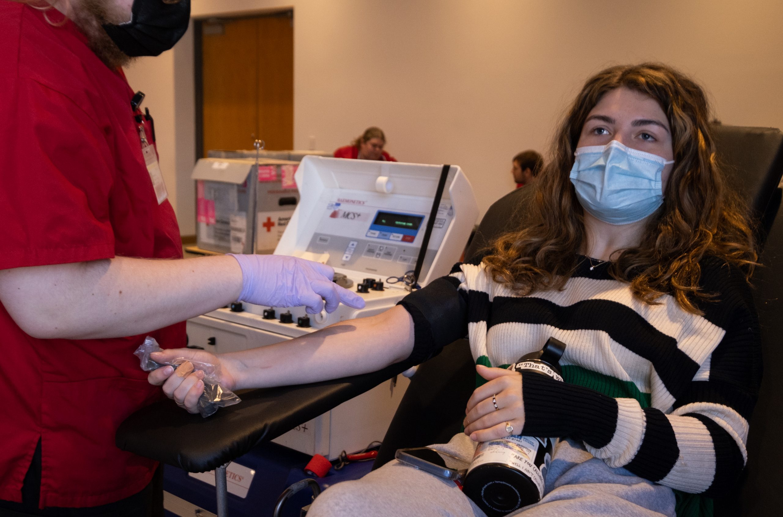 Student Prepping for Blood Donation at Schine Center 1/26