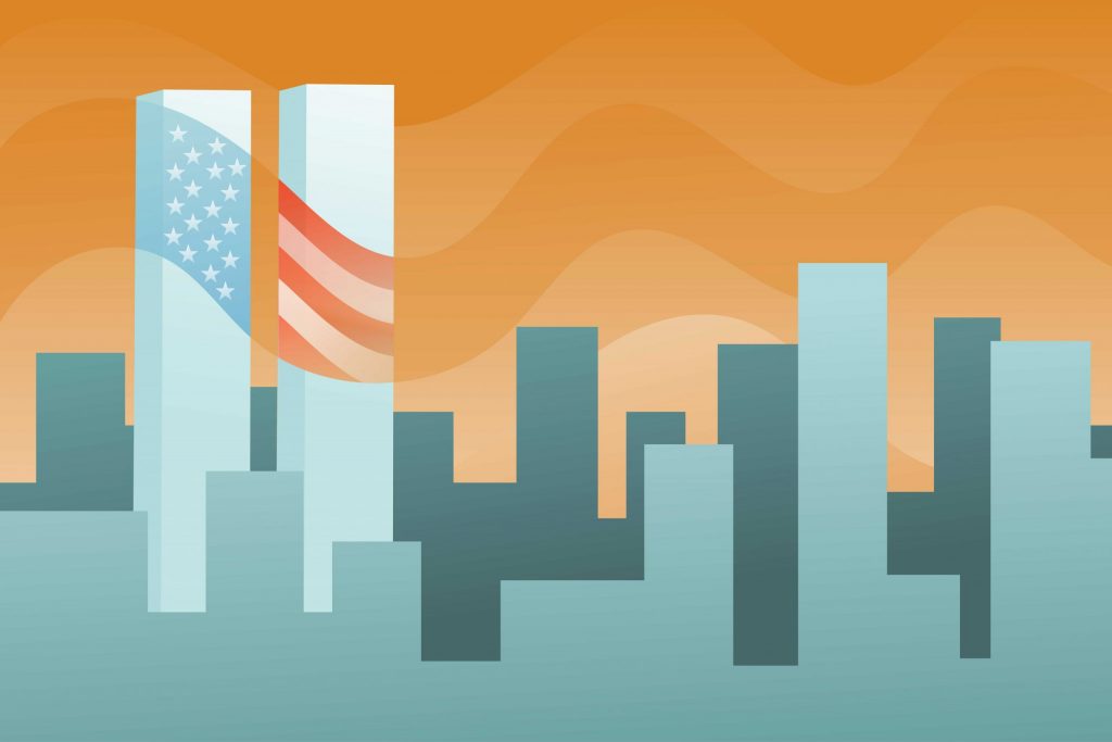 9/11 20th Anniversary illustration of World Trade Center
