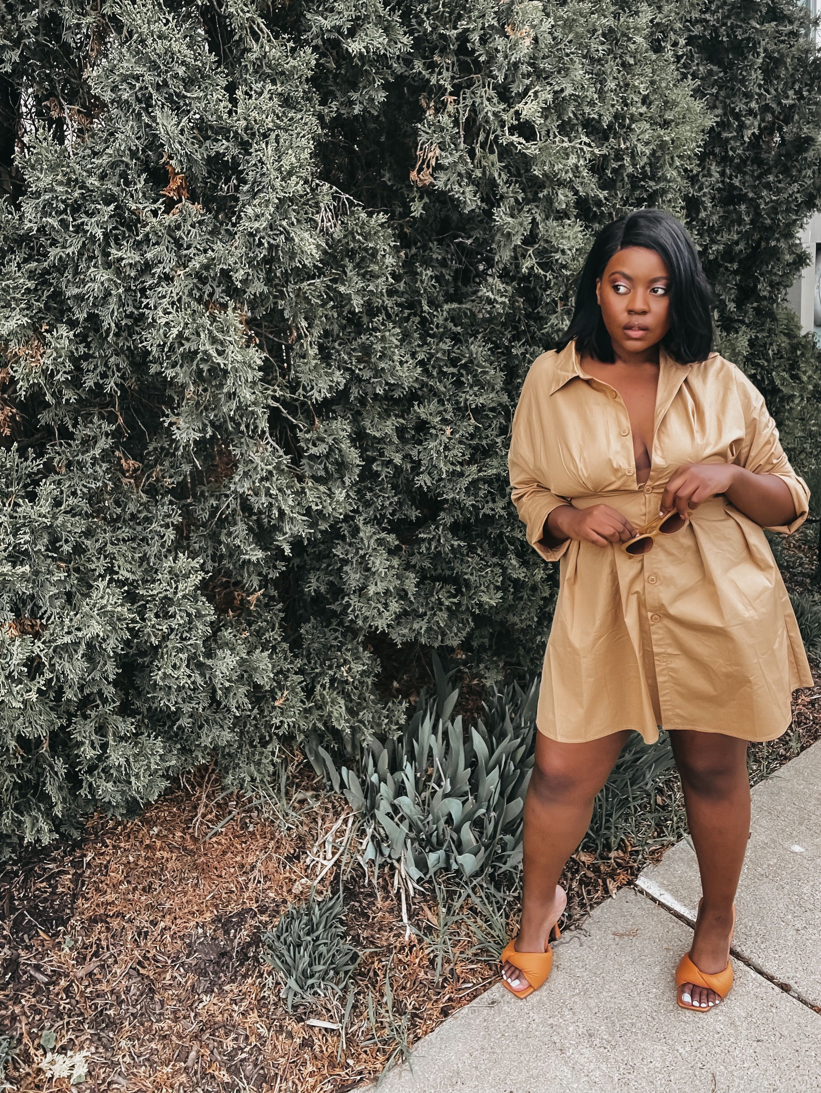 The author, Charlene Masona, an SU graduate student, is color-blocking her fashion look.