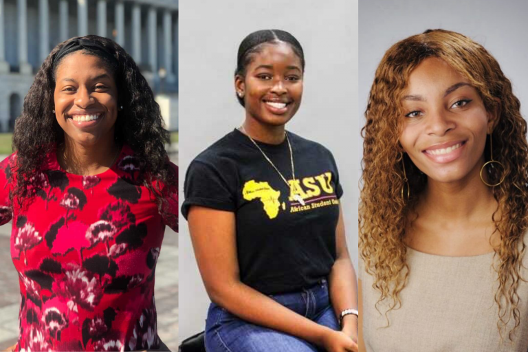 Kennedy Hagens ‘21 (left), Damilola Olatunji ‘21 (center), and Justine Hastings '21 (right)