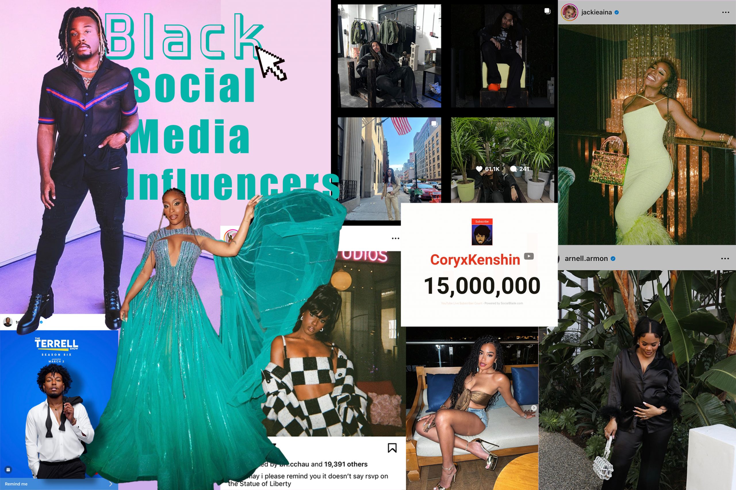 Collage of Black social media influencers