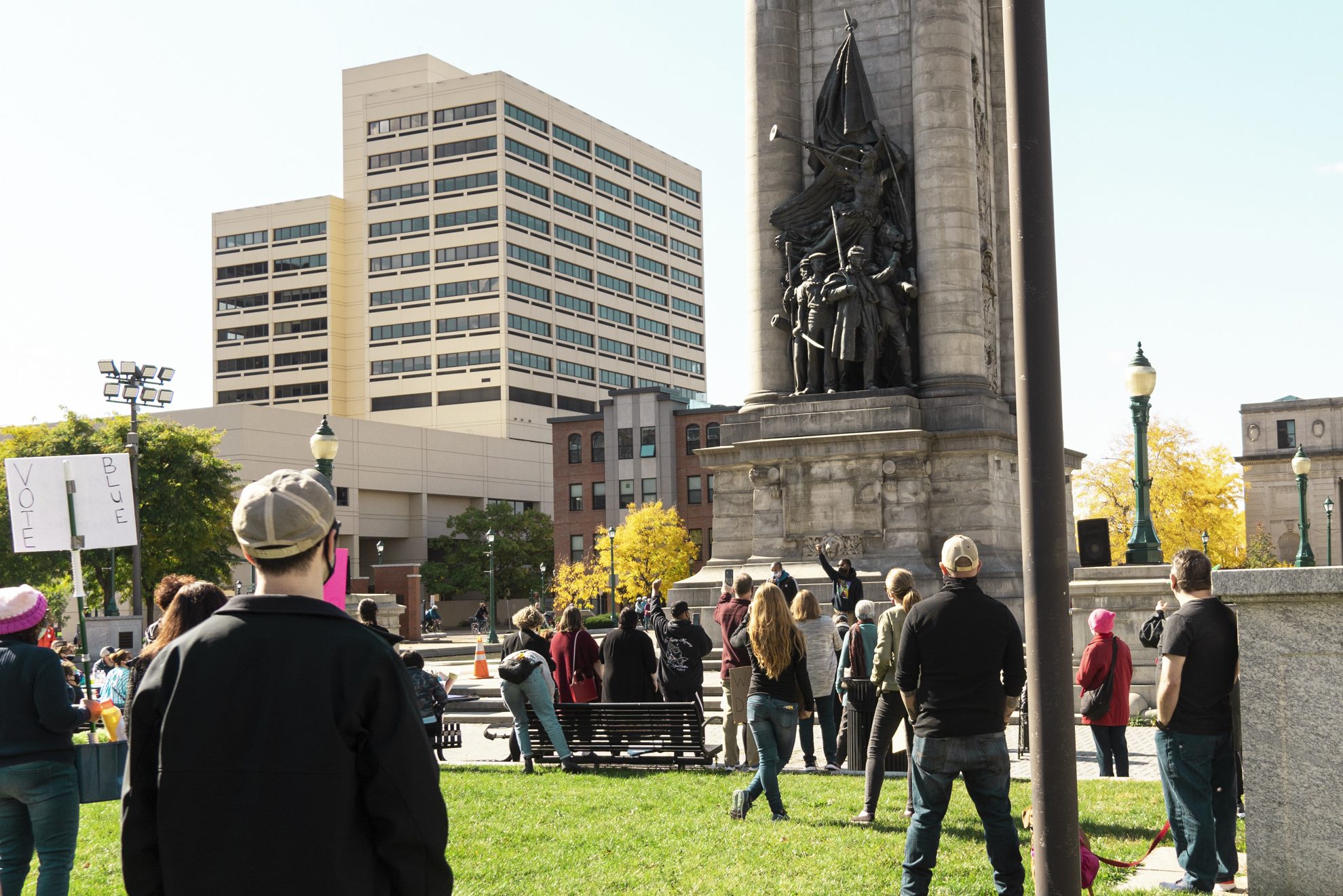 "All women's lives matter" was chanted throughout downtown Syracuse during this year's women's march. The event was put on by many different activists groups in Syracuse. (Photo by Patrick Linehan)