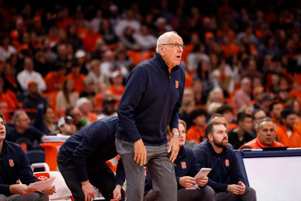 Syracuse head coach Jim Boeheim watched as the Orange played Bryant on Nov. 26, 2022.