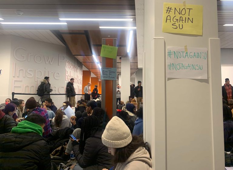 Barnes Center sit-in protest on Nov. 13, 2019, in response to the Day Hall racist graffiti incident.