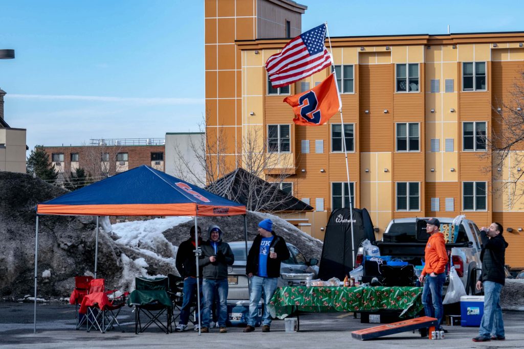 Syracuse and Duke's fierce rivalry and mild winter weather brought fans together for tailgate along East Adams Street prior to the game.