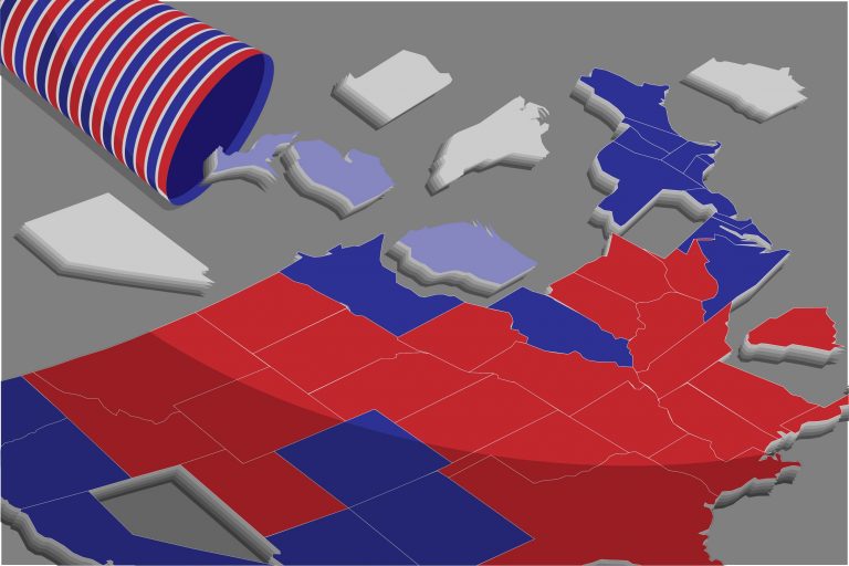 Election 2020: United States map with states where vote counting is delayed or being contested in the presidential race.