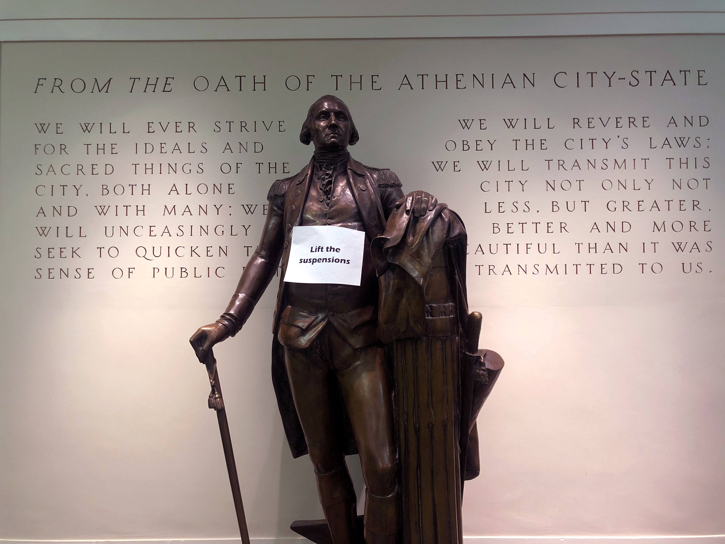 Maxwell Auditorium statue - Feb. 19, 2020