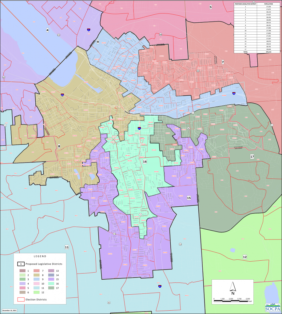 Proposed 2023 redistricting map for Onondaga County Legislature.