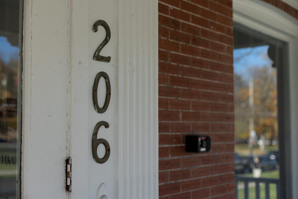 The front door numbers outside of 206 Walnut Street on November 3rd, 2022.