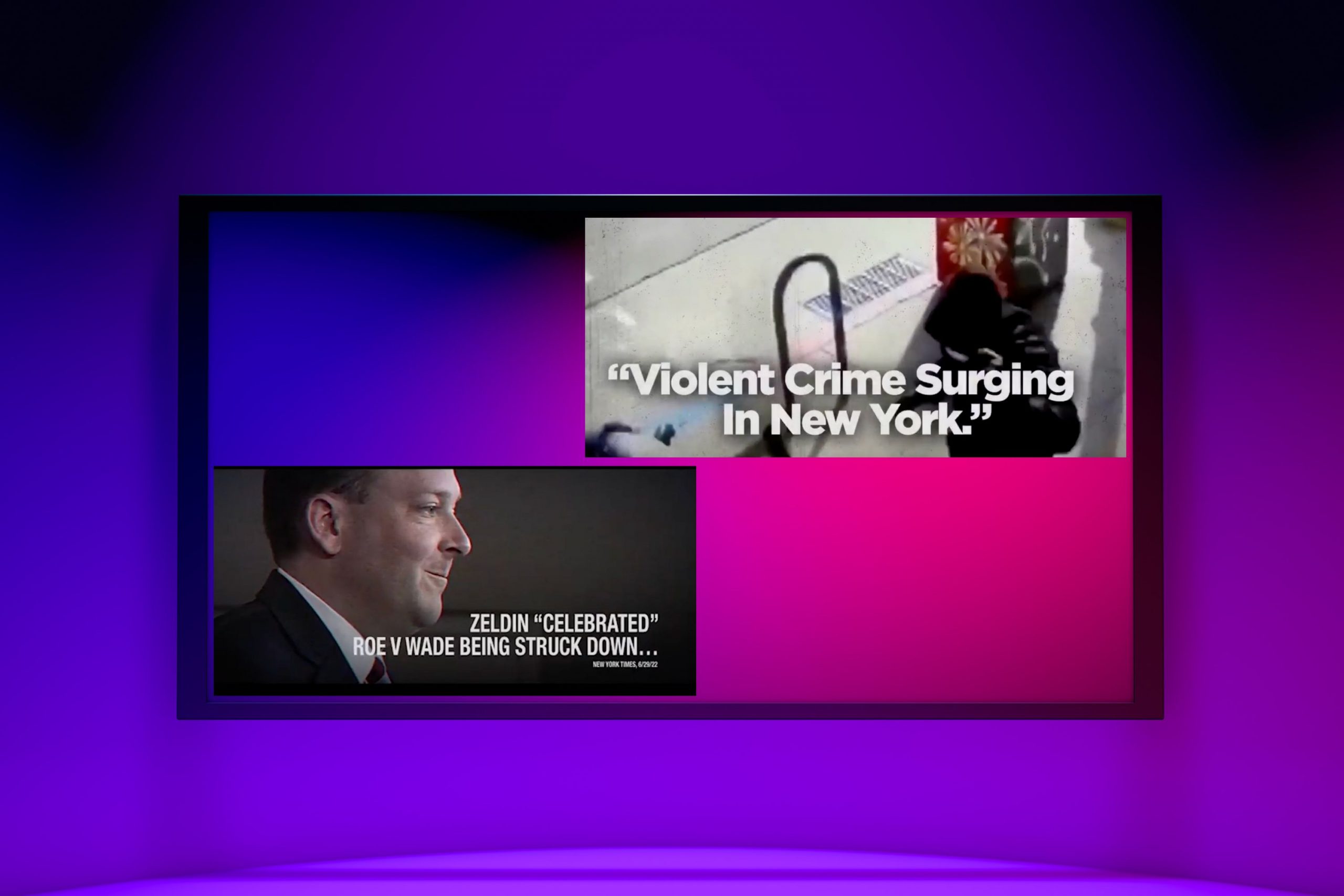 Negative political ads displayed on television