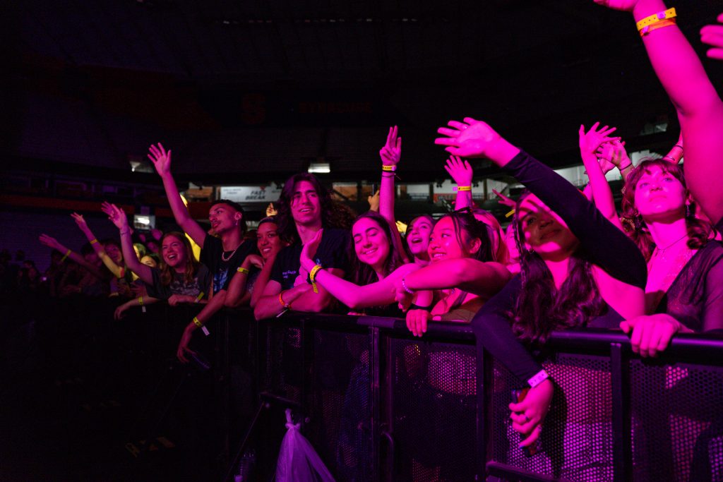 Fans at University Union's annual Block Party concert at the JMA Wireless Dome on April 28, 2023.