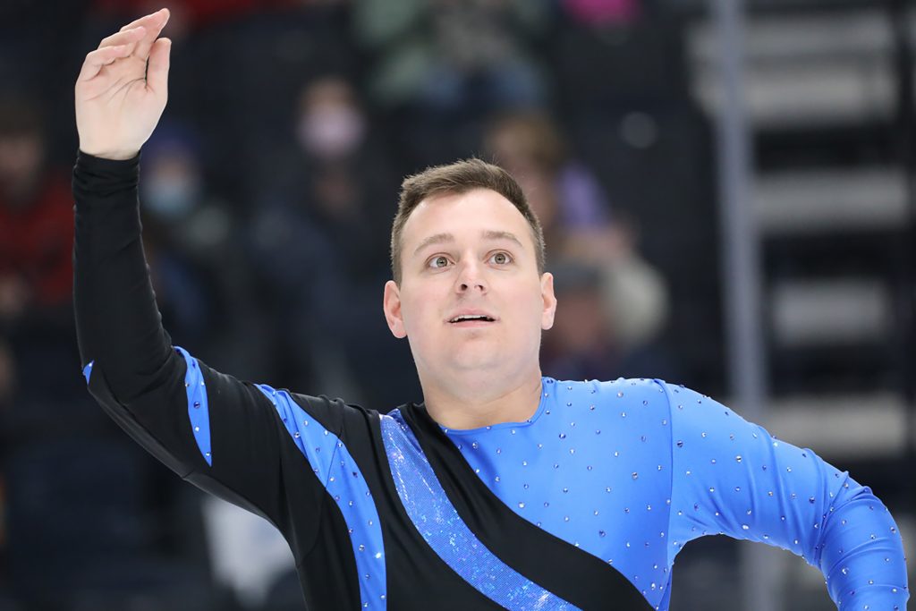 Figure skater Wesley DeMarino skates their routine at the Special Olympics New York Winter Games on Saturday, Feb. 25, 2023, at the Upstate Arena at the War Memorial in Syracuse, N.Y.
