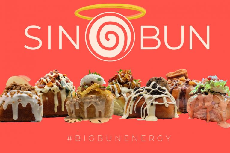 SINBUN image with bakery logo and photos of multiple baked bunsl