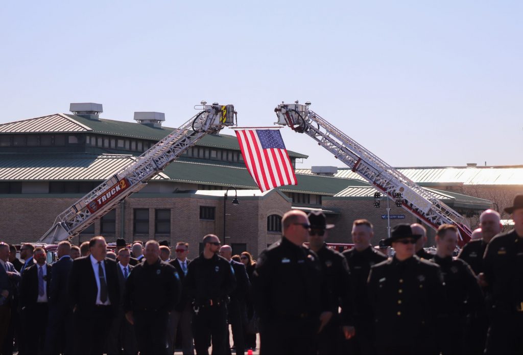 Hundreds gathered on Monday for the funeral of Onondaga County Sheriff Deputy Lt. Michael Hoosock who was killed in a Salina shooting on Sunday, April 14.