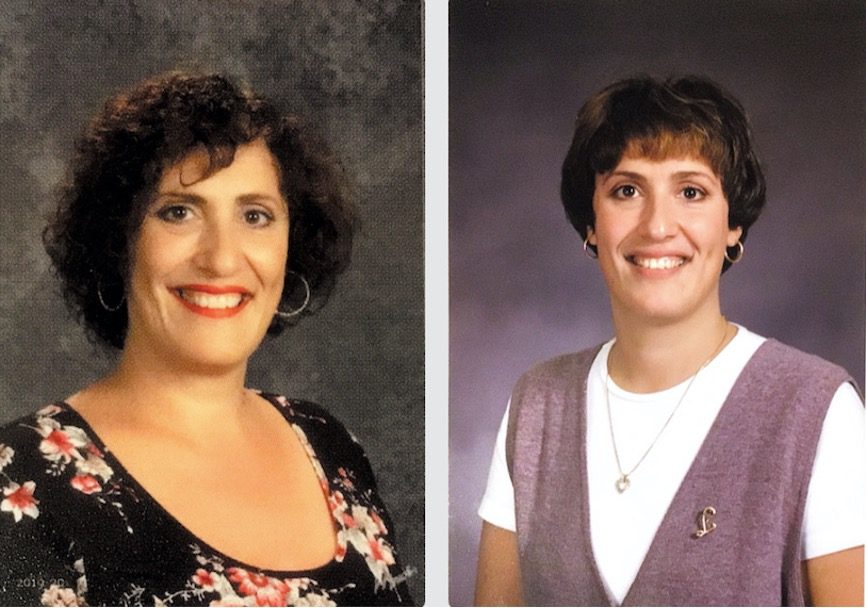 From left to right, Nicolina Pizzuto's staff photo from the 2019-2020 school year and her staff photo from 1991 when she began teaching at LeMoyne Elementary school.