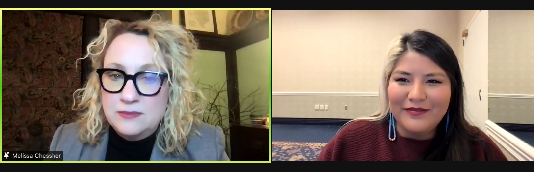 Bennett-Begaye and Chessher on Zoom call
