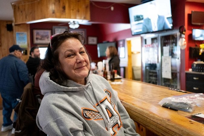 Kelly Edwards, 57, at the American Legion Post 1479 near the Akweesasne Reservation in northern New York state.