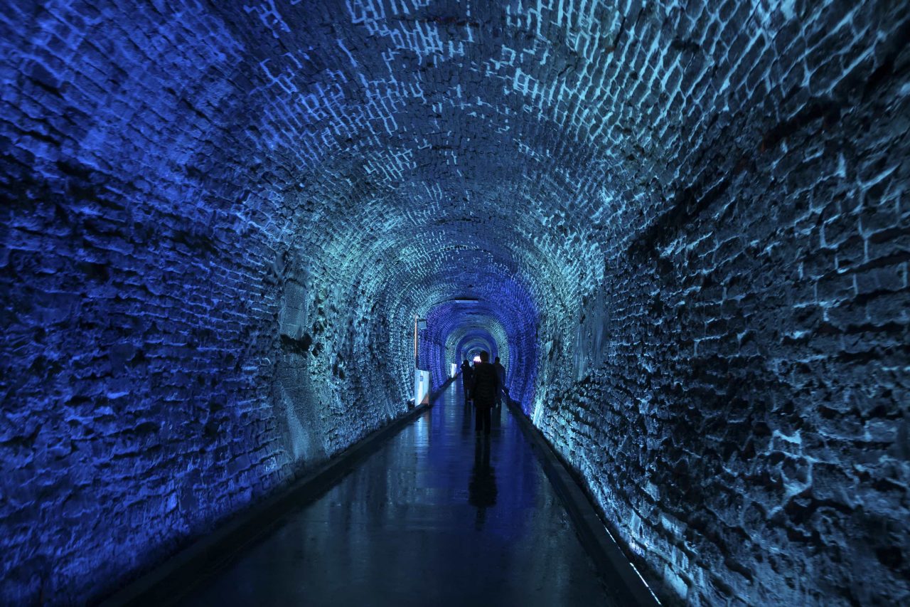 The Brockville Railway Tunnel in Canada features a light show set to Canadian music.