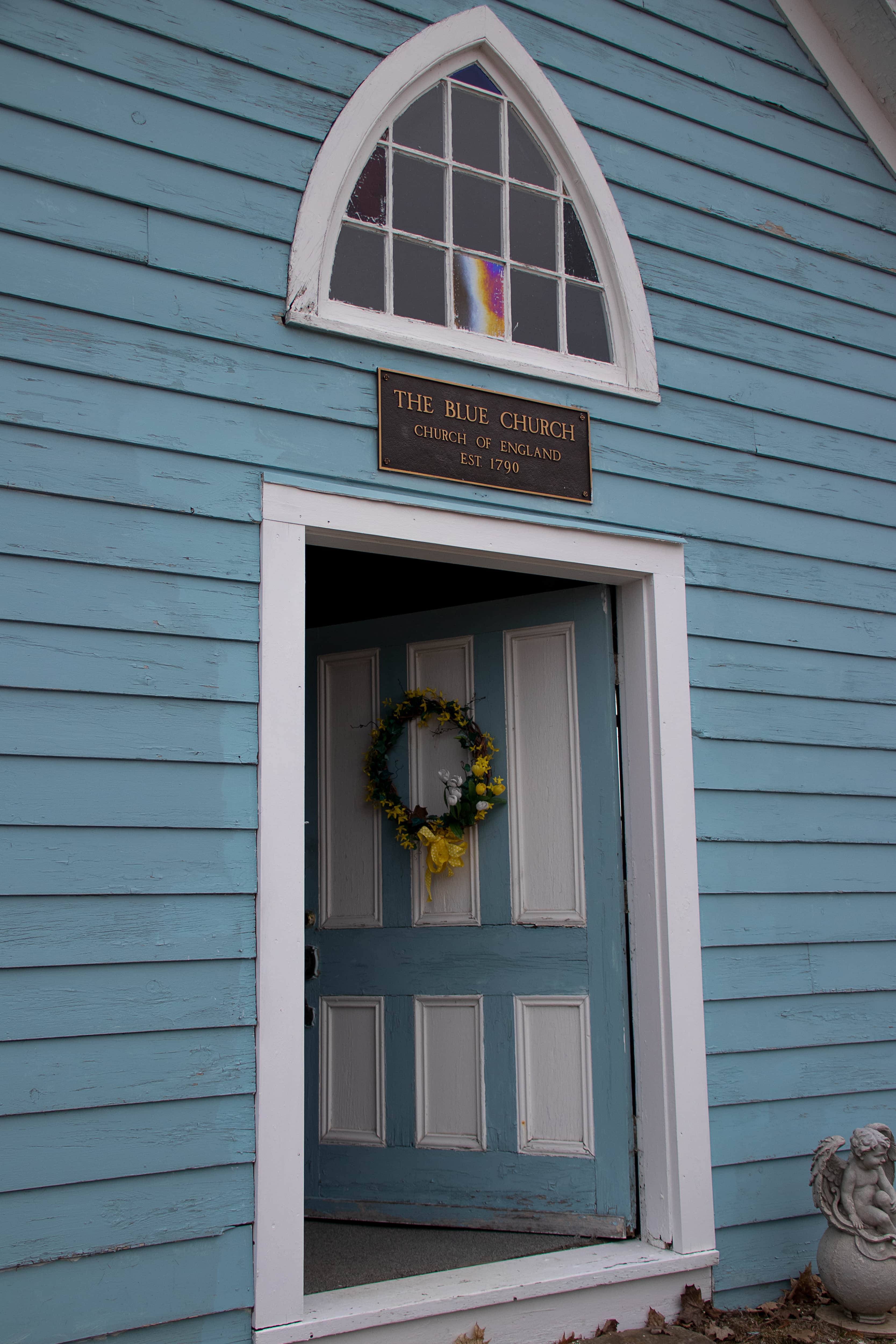 Entrances to The Blue Church in Prescott, Ontario