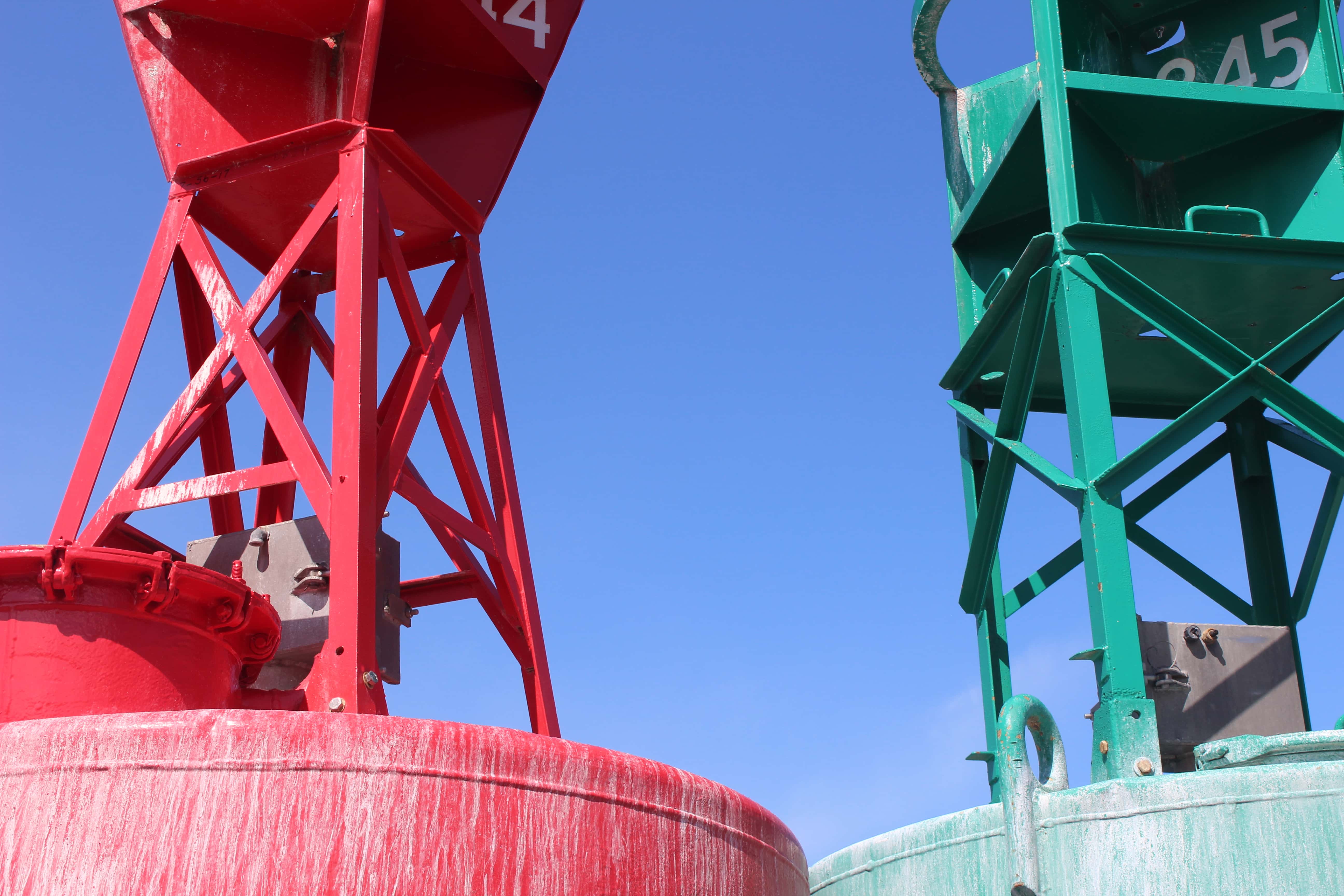 Colorful metal structures in Clayton, New York.