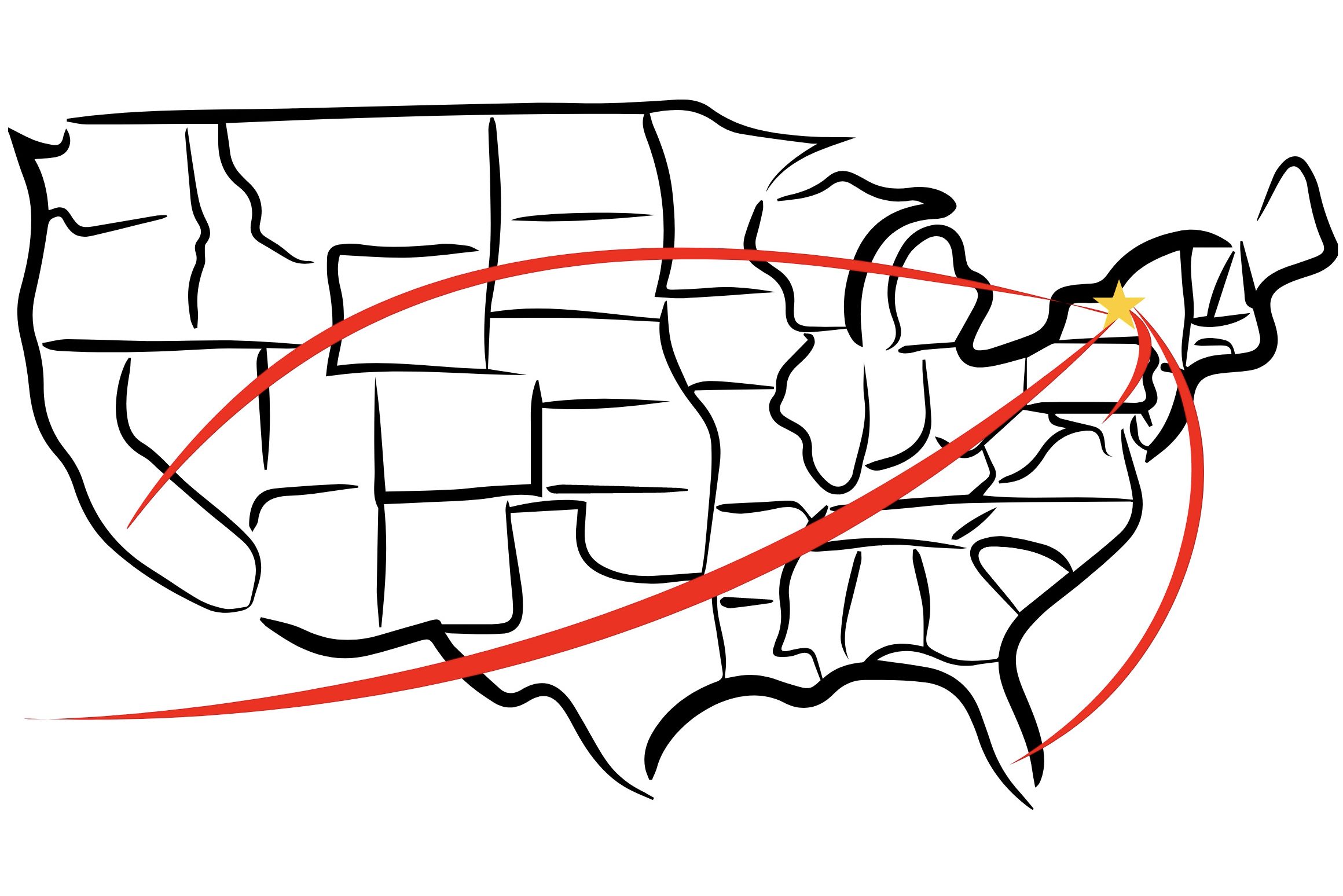 United States Map with locations for Syracuse and student hometowns