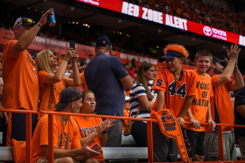 Football fans cheer on the Orange against Florida State on Sept. 15, 2018
