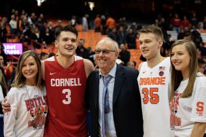 The Boeheim family are reunited on the court at the carrier dome.