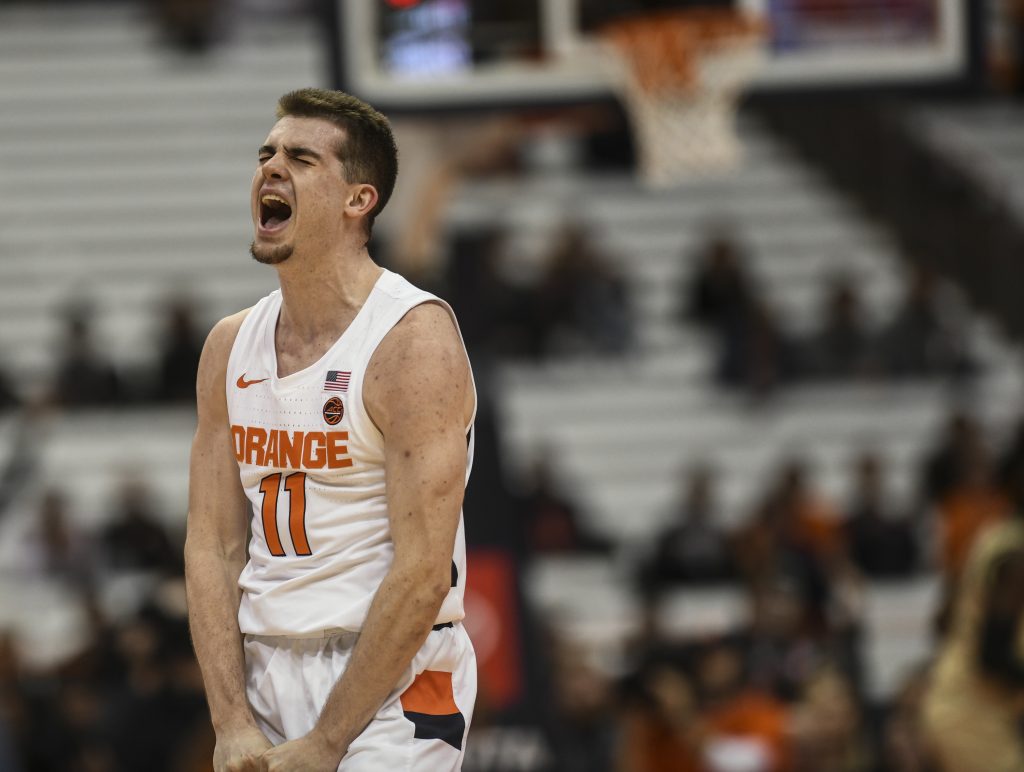 Syracuse Basketball - Syracuse's Joe Girard III screams