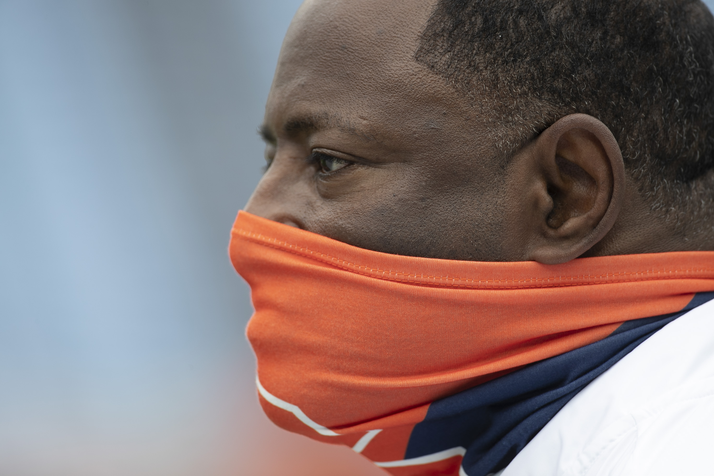 Syracuse head coach Dino Babers watches his team warm up for their game against North Carolina on Saturday, September 12, 2020 in Chapel Hill, N.C.