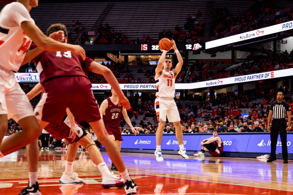 Joe Girard III steps into a mid-range jumper against the Lafayette Leopards on Tuesday, Nov. 9, 2021 in the Dome.