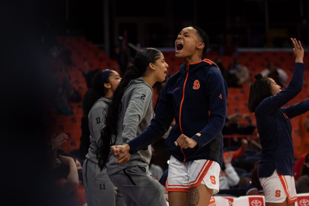 Alaysia Styles screams after a huge bucket in the upset win over Ohio State at The Dome.