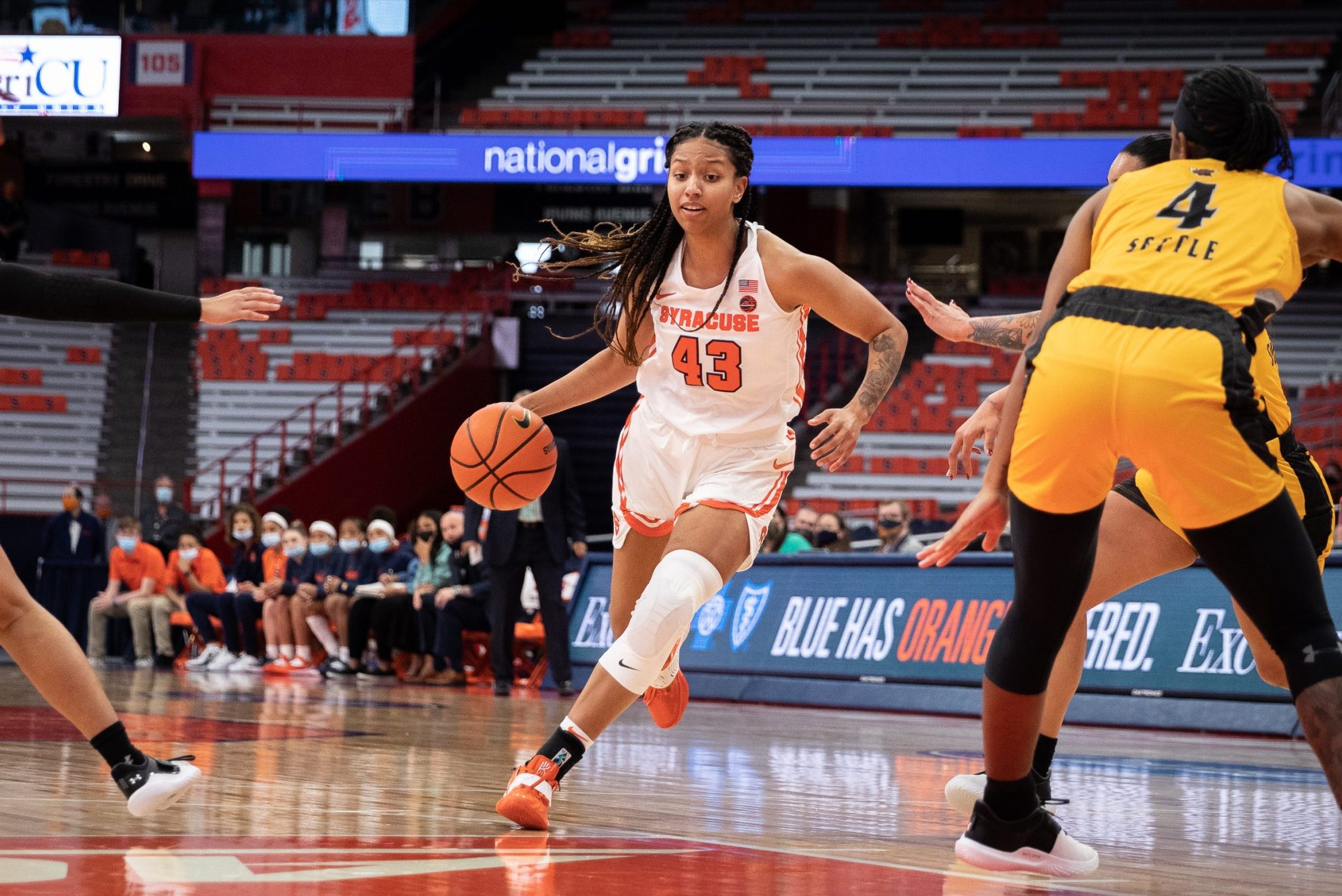 Christianna Carr (43) drives toward the paint on Saturday at The Dome.