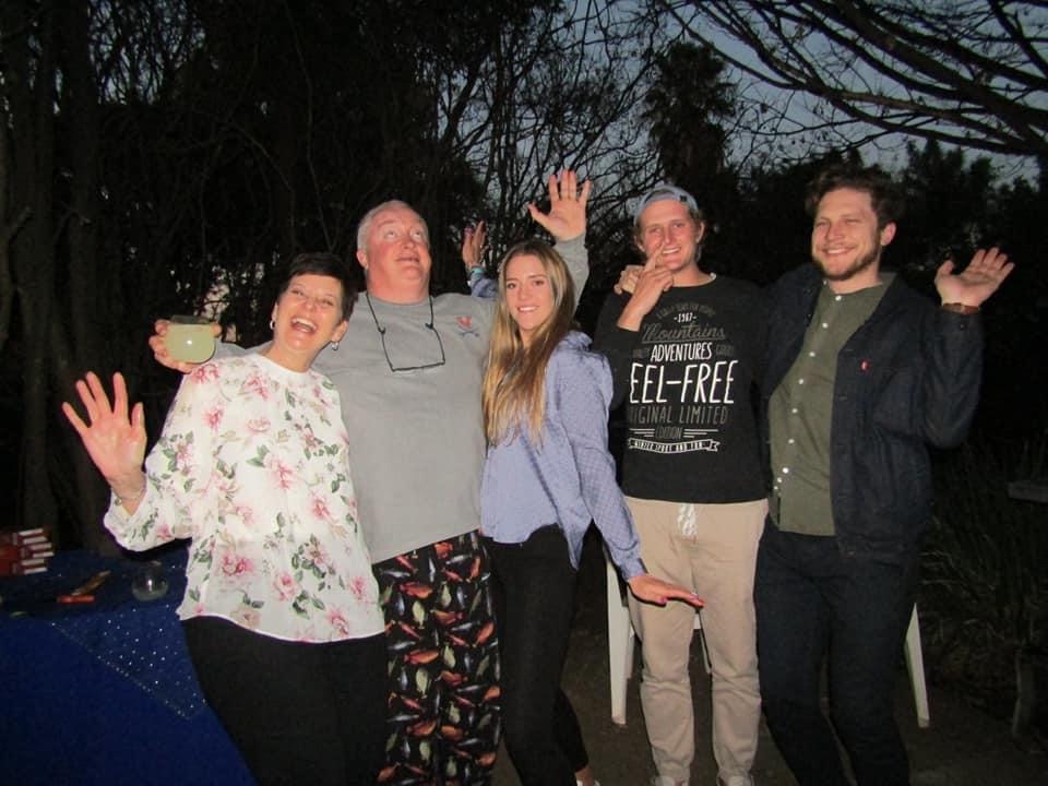 Jamey Bulloch (center) and her family in South Africa