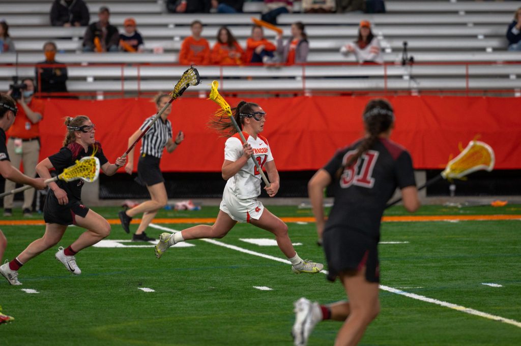 Emma Tyrrell (No. 24) during Syracuse women's lacrosse win over Temple on March 26, 2022