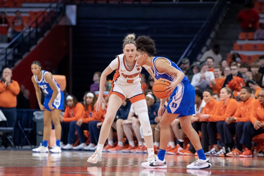 Taina Mair (#22) lead Duke in assists at Thursday's game in the Dome.