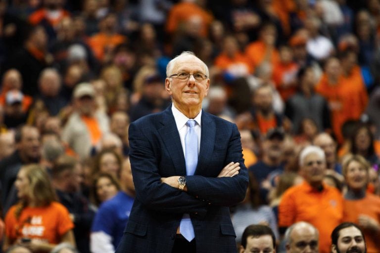 Jim Boeheim during the SU-Georgia Tech game in the Carrier Dome on March 4, 2017