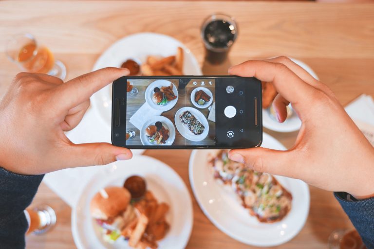 Taking photos of food dishes