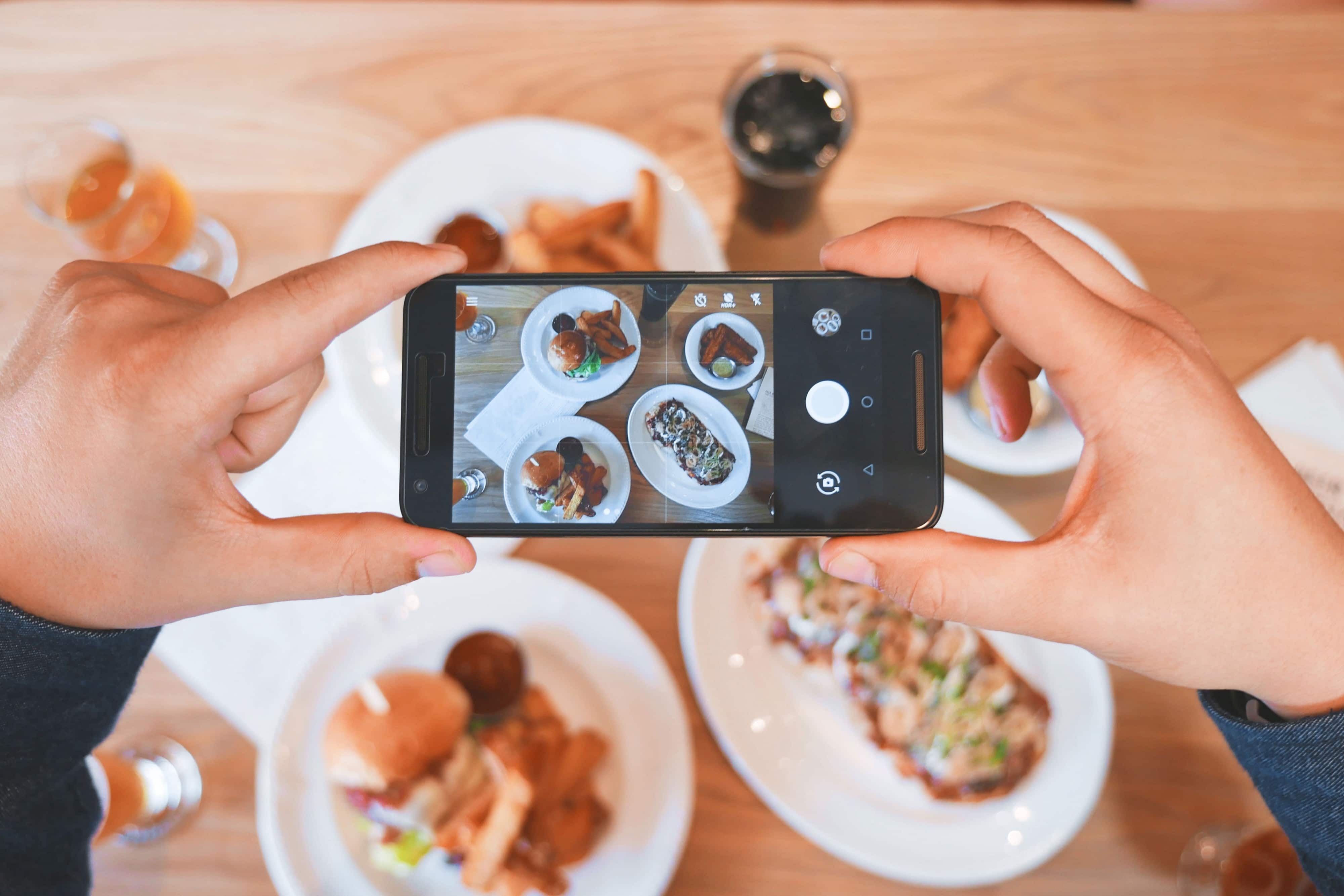 Taking photos of food dishes