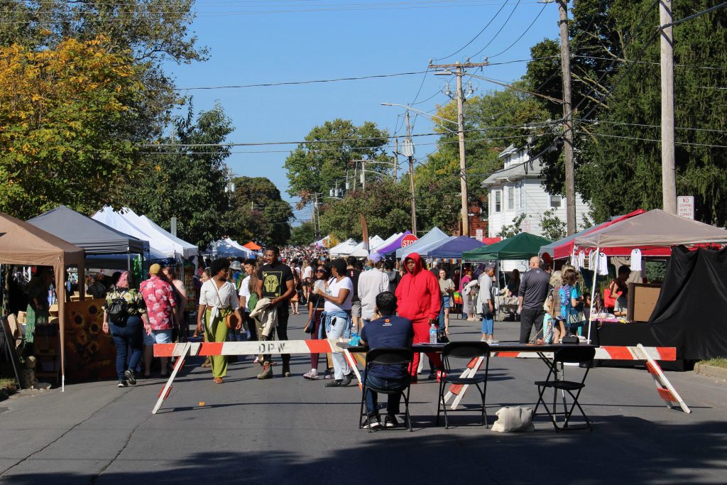 Syracuse locals flocked to the Westcott neighborhood on Sunday, October 1, 2023 for the Westcott Street Fair. The fair boasted high attendance, bolstered in part by good weather and an influx of Syracuse alumni for Orange Central alumni weekend. (Photo by Abby Presson/TheNewshouse)